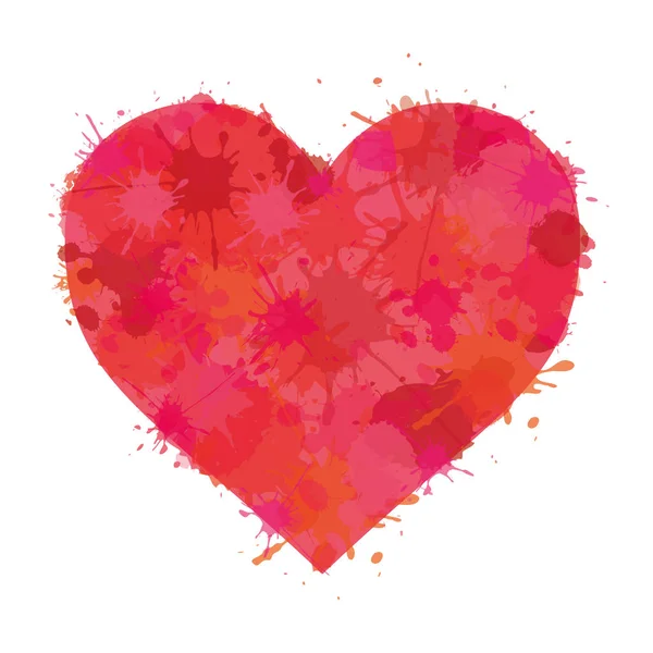 Hjärtat Akvarell Färg Illustration Splatter Kärlek Ikon Logga Symbol — Stock vektor