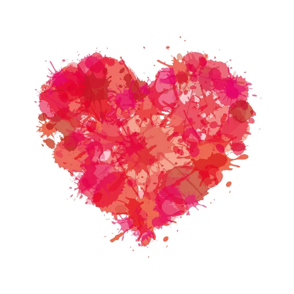 Heart Watercolor Paint Illustration Splatter Love Icon Sign Symbol — Stock Vector