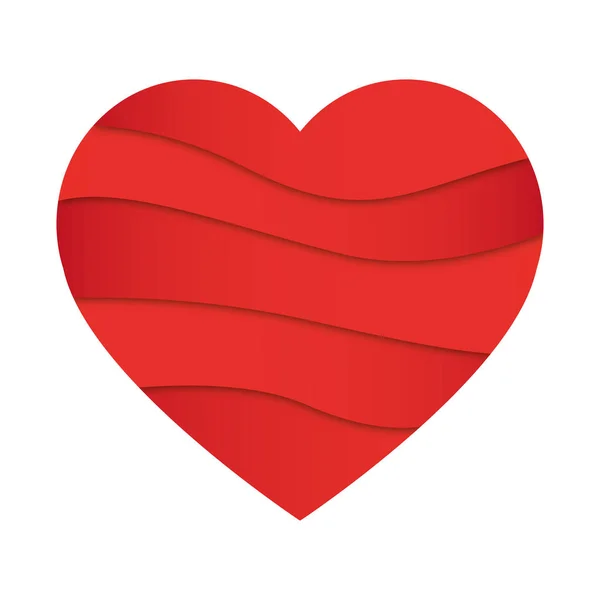 Katmanlı Kağıt Kesiği Tasarımında Yapılan Soyut Kalp Şekli Aşk Kavramı — Stok Vektör