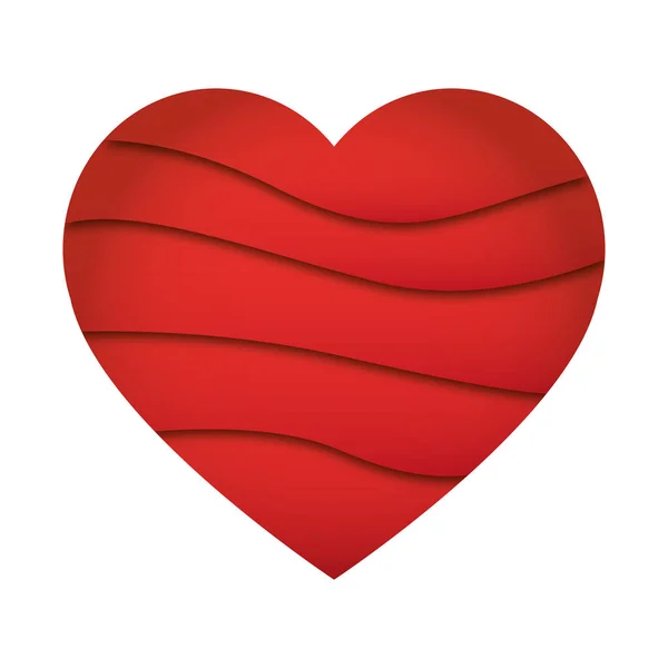 Astratto concetto di amore a forma di cuore realizzato in design a strati di carta tagliata — Vettoriale Stock