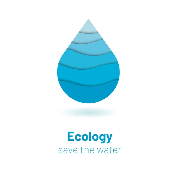 Αποθηκεύστε Νερό Οικολογία Έννοια Χαρτί Κομμένα Νερό Σταγόνα Παγκόσμια Ημέρα — Διανυσματικό Αρχείο