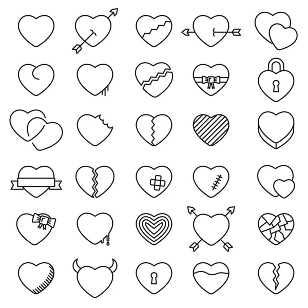 Conjunto Iconos Simples Corazones Para Día San Valentín Diseño Web — Vector de stock