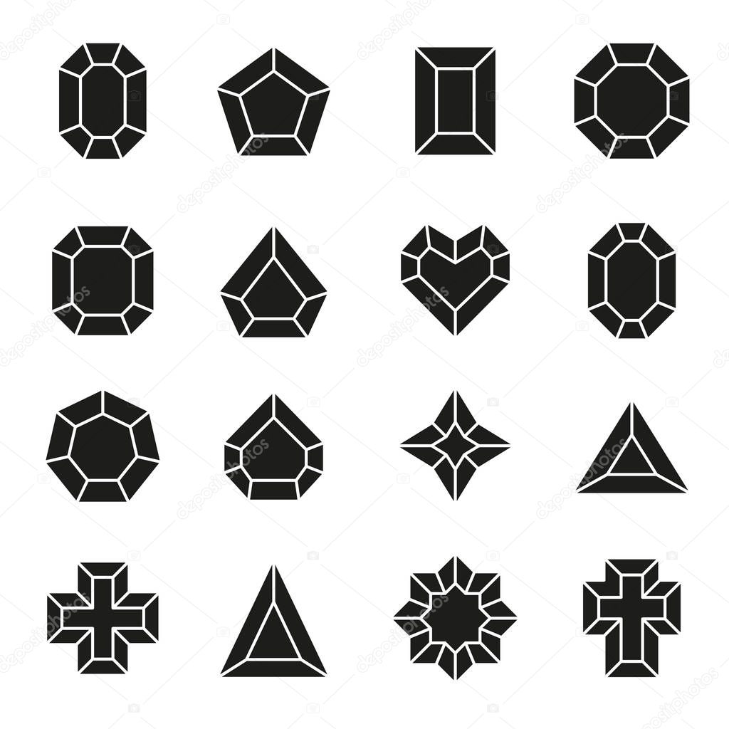 Vector set of diamond icons and signs - luxury and premium symbol