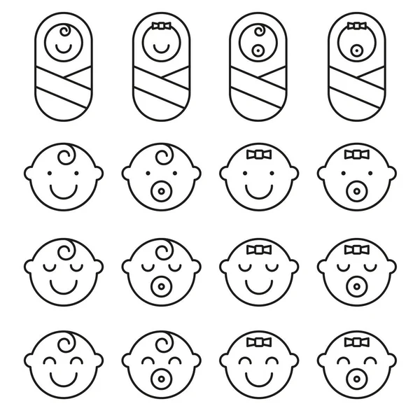 Встановити дитяче обличчя простими піктограмами. Різні символи виразів . — стоковий вектор