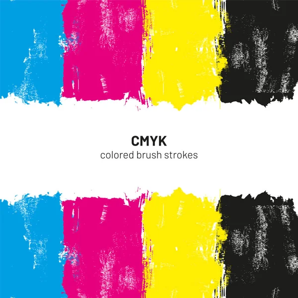 Cmyk Colored Brush Strokes Vector Illustration — Stock Vector