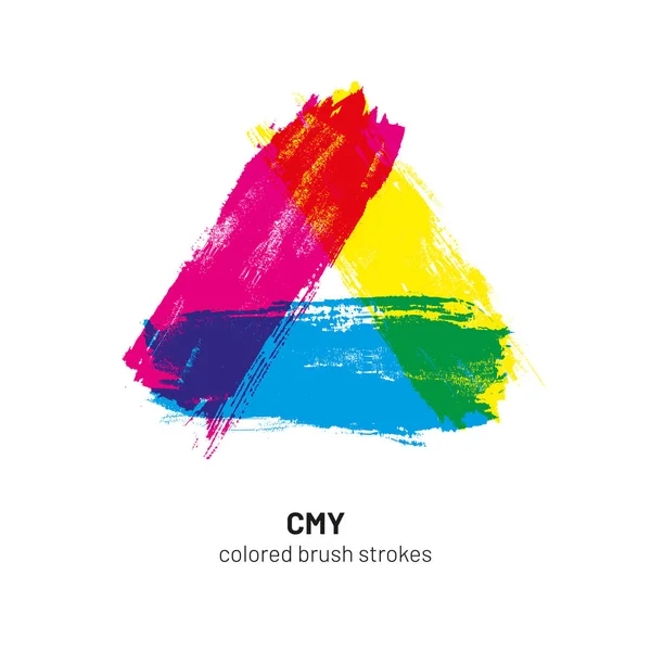 Cmy Colored Brush Strokes Vector Illustration — Stock Vector
