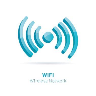 Wi Fi Kablosuz ağ 3d sembolü, vektör Illustratio