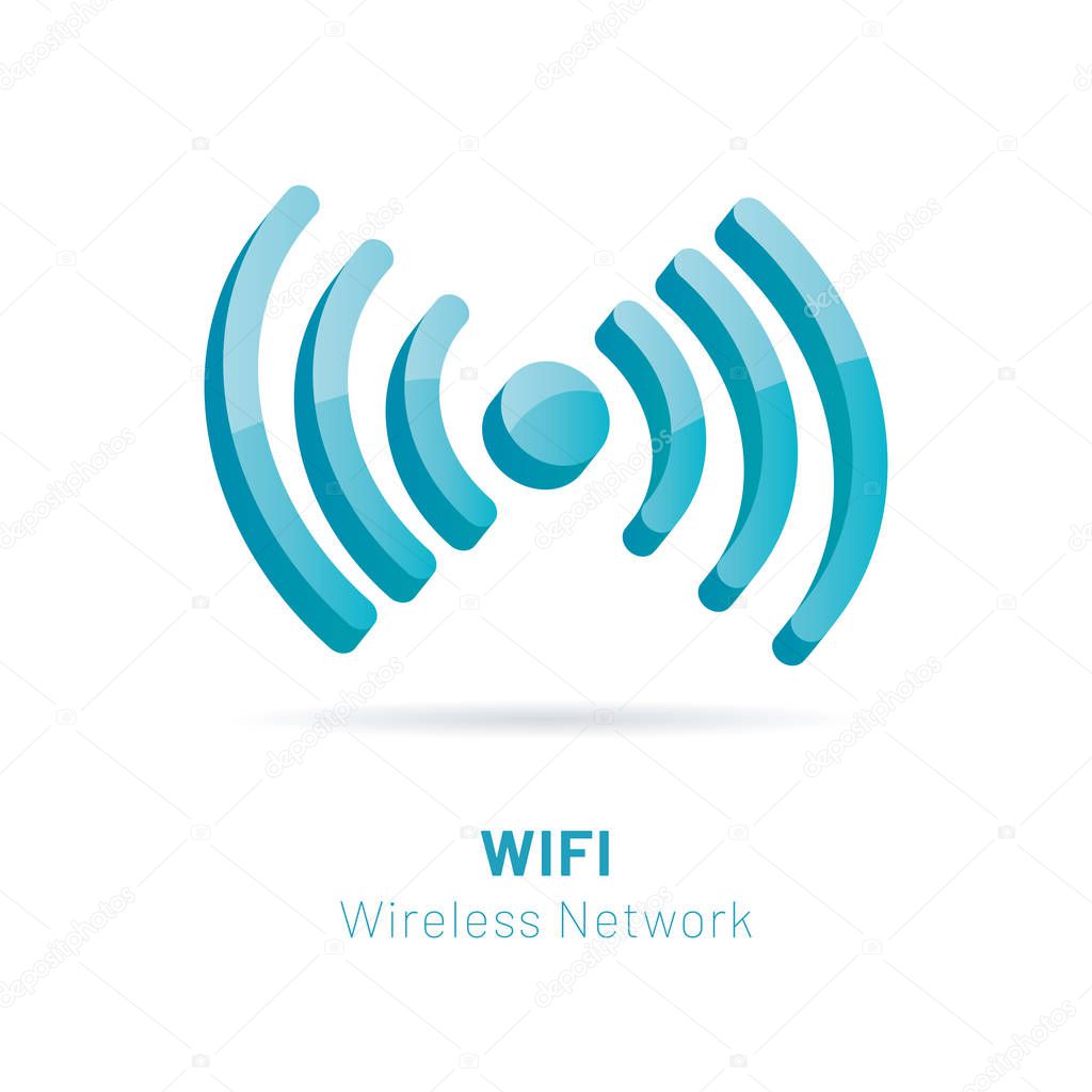 Wi Fi Wireless Network 3D Symbol, Vector Illustratio