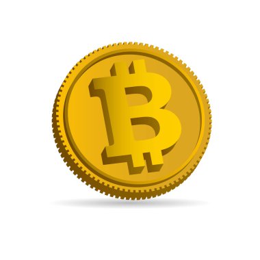 Bitcoin 3d simge vektör çizim.