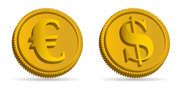 Dolar a Euro peníze 3d ikonu vektorové ilustrace. — Stockový vektor
