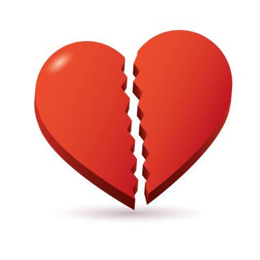 İzometrik kırık kalp 3d simge vektör çizim