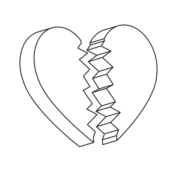 Coração Quebrado Isométrico Ícone Vetor Ilustração — Vetor de Stock