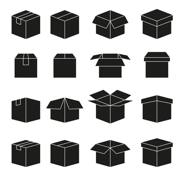Set Abstract Box Vector Icons — Stock Vector