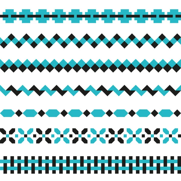 Conjunto Bordes Geométricos Dos Colores Elementos Decorativos Patrones Abstractos — Archivo Imágenes Vectoriales