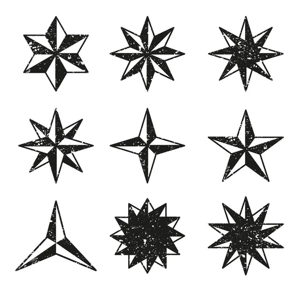 Ensemble Icônes Vectorielles Stars Grunge — Image vectorielle