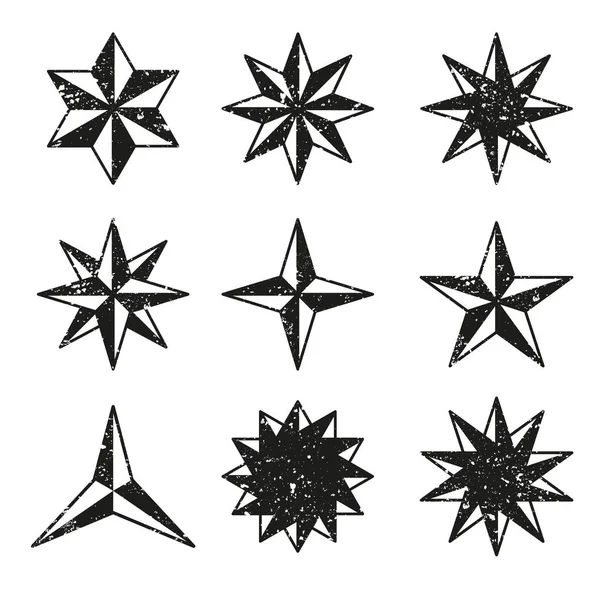 Set Icone Vettoriali Grunge Stars — Vettoriale Stock