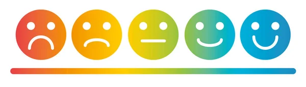 Emoji farbige Skala flache Symbole Vektor-Set. Ikonen trauriger und glücklicher Stimmung. — Stockvektor