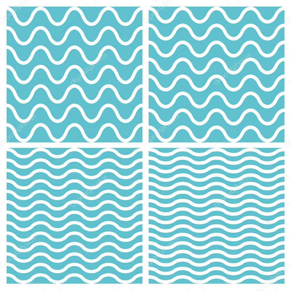 Vector Tile seamless pattern set with wavy background