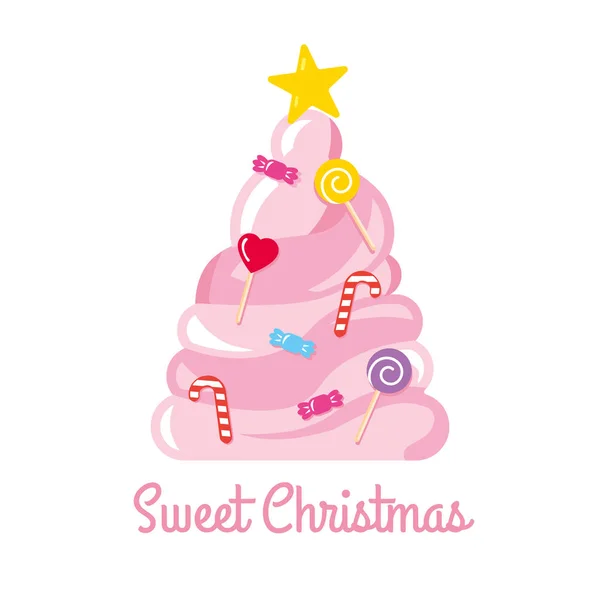 Árbol Navidad Hecho Dulces Caramelos Vector Ilustración — Archivo Imágenes Vectoriales