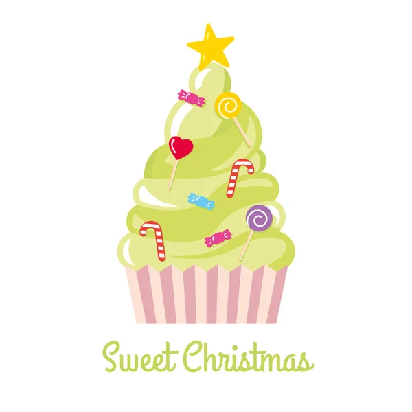 Árbol Navidad Hecho Dulces Caramelos Vector Ilustración — Archivo Imágenes Vectoriales