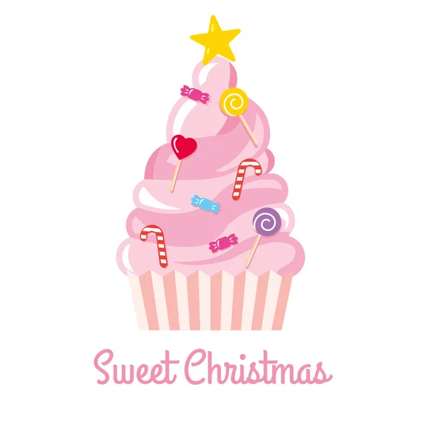 クリスマス ツリーのお菓子とキャンディー ベクトル イラスト — ストックベクタ