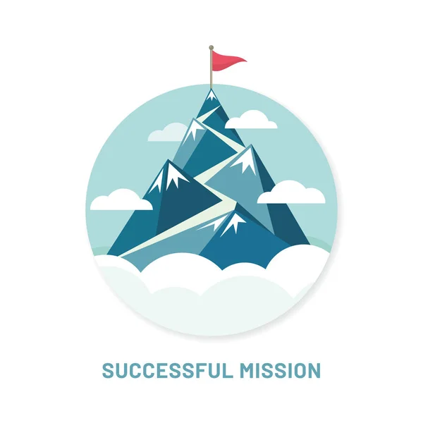 Bandeira Pico Montanha Caminho Para Negócio Bem Sucedido Ilustração Vetorial — Vetor de Stock