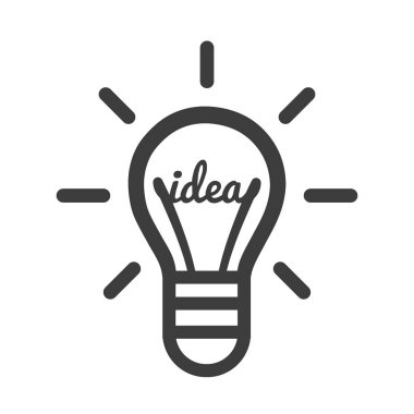 Stilize vektör ampul logo iz. Yeni fikir sembol ve simge, düz parlak ampul.