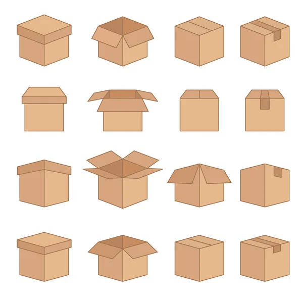 Set Abstract Box Vector Line Icons — Stock Vector