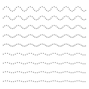 Dalgalı yatay noktalar çizgi kümesi. Vektör tasarım öğesi
