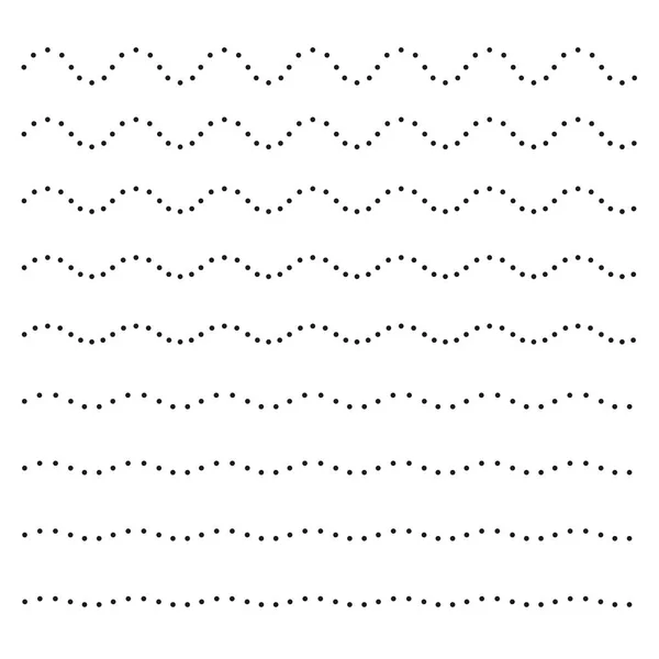 Набір Хвилястих Горизонтальних Точок Ліній Векторний Елемент Дизайну — стоковий вектор