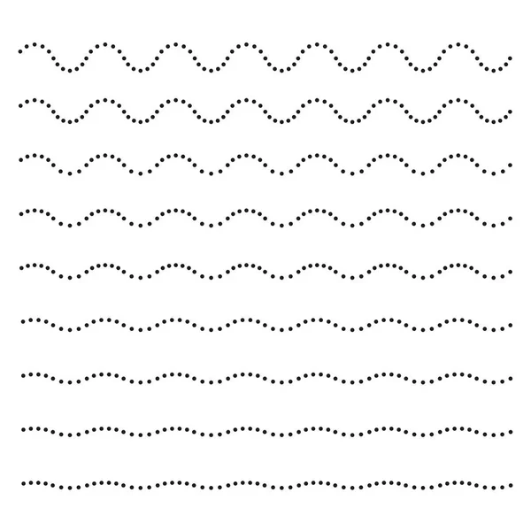 Ensemble Lignes Ondulées Horizontales Points Élément Conception Vectorielle — Image vectorielle