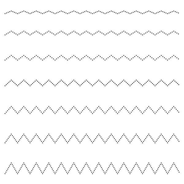 Conjunto Líneas Sin Costuras Puntos Zigzag Elementos Diseño Gráfico — Archivo Imágenes Vectoriales