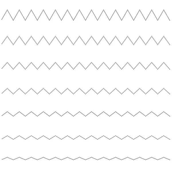 Reihe Von Nahtlosen Linien Punkte Zickzack Grafische Designelemente — Stockvektor