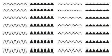 Sorunsuz dalgalı, zigzag kümesi. Grafiksel tasarım elemanları