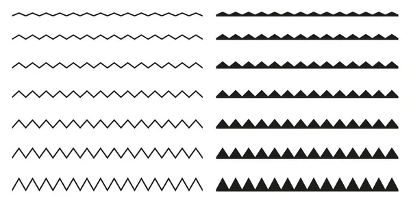 Set Bordi Senza Cuciture Zigzag Elementi Grafici Design — Vettoriale Stock