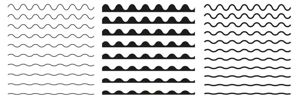 Набір Хвилястих Горизонтальних Ліній Векторні Елементи Дизайну Рамки — стоковий вектор