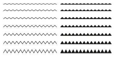 Kesintisiz kenarlıklar zigzag kümesi. Grafiksel tasarım elemanları.