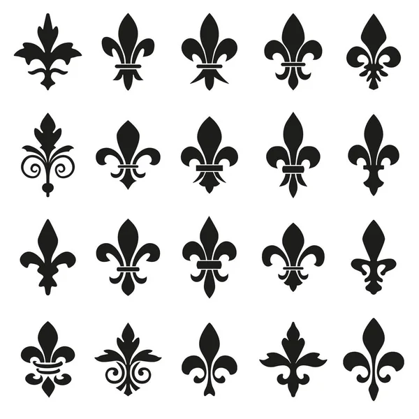 Set Emblemi Fleur Lys Simboli — Vettoriale Stock