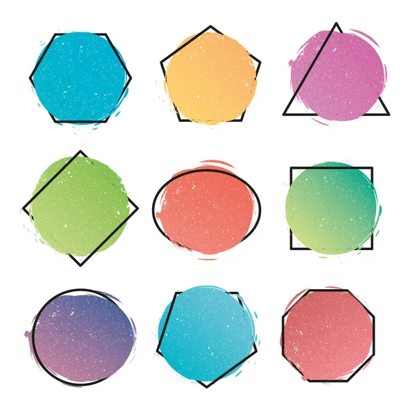 Conjunto Banderas Abstractas Modernas Formas Geométricas Diferentes Colores Vector — Archivo Imágenes Vectoriales