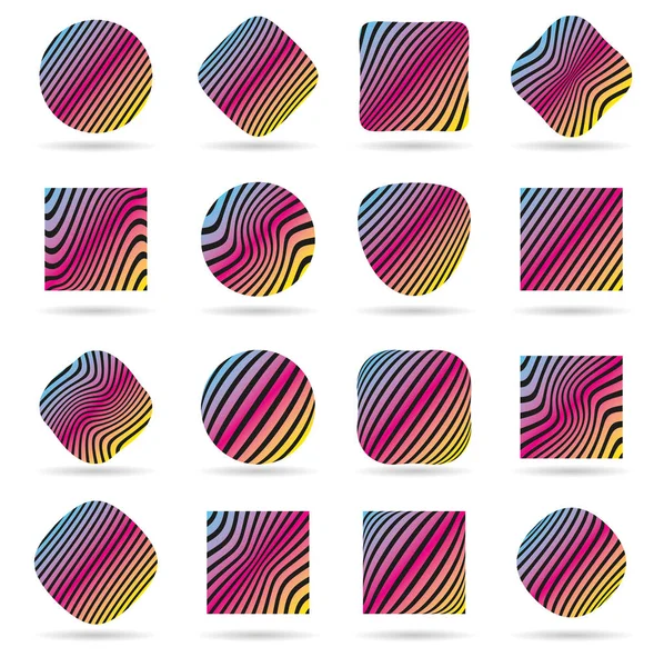 Set Labels Pattern Art Zebra Prism Rainbow Style Vector Illustration — Stock Vector