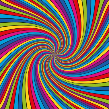 Multicolored lines in spiral. Colorful lines background Illustration clipart