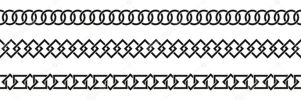 Geometric border set. Line art. Vector illustration