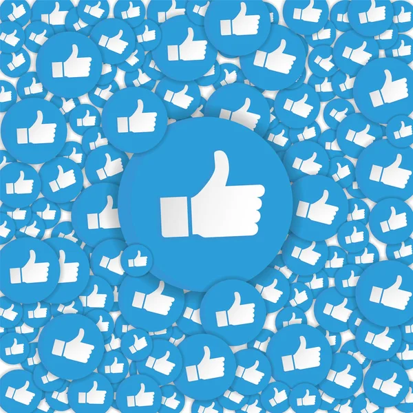 Blå hånd liker tegn i bakgrunnen. Social Network emoticons illus – stockvektor