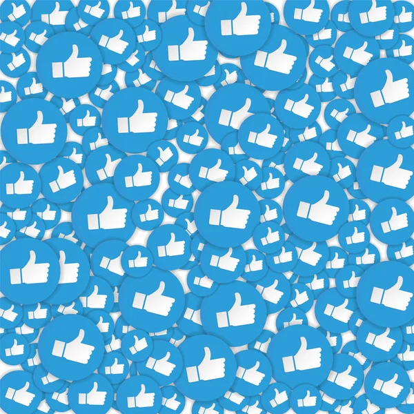 Blå hånd liker tegn i bakgrunnen. emotikoner i sosialt nettverk – stockvektor