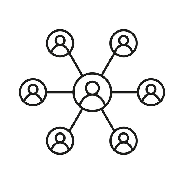 Team nel concetto di lavoro sui social network. Illustrazione vettoriale di connessione modello umano — Vettoriale Stock