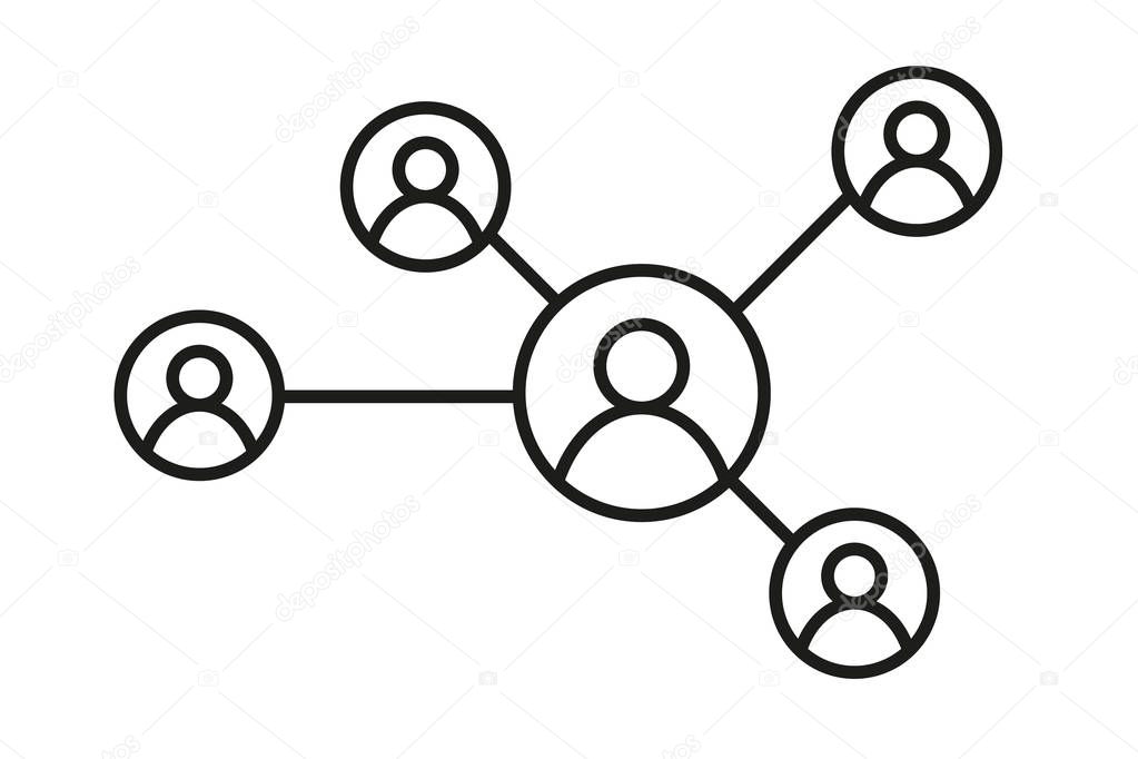 Team in social network working concept. Human model connection vector illustration