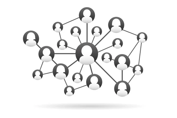 Zespół w koncepcji pracy sieci społecznej. Ilustracja wektorowa połączenia modelu człowieka — Wektor stockowy