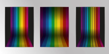 Vektör gökkuşağı zemin ile renkli duvar. Arka plan özeti