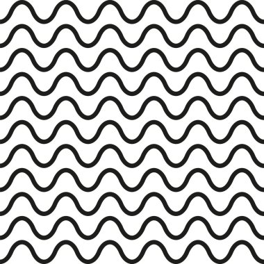Beyaz arka plan ile sorunsuz siyah dalgalı çizgi deseni - Vektör