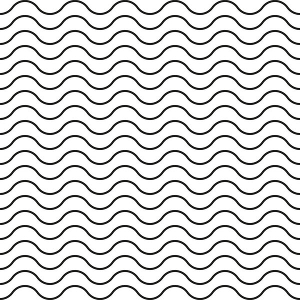 Pattern of black wavy line seamless with white background - Vector